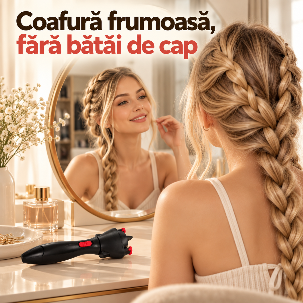 Aparat Electric pentru Împletit Părul cu Rotire 360° și Trepte Reglabile
